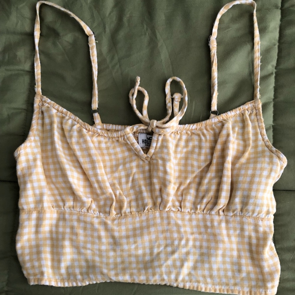 Hollister Yellow Plaid Cropped Tank